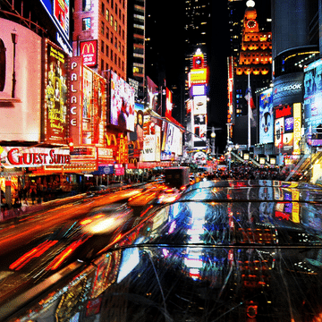 Angled picture of night traffic in the city