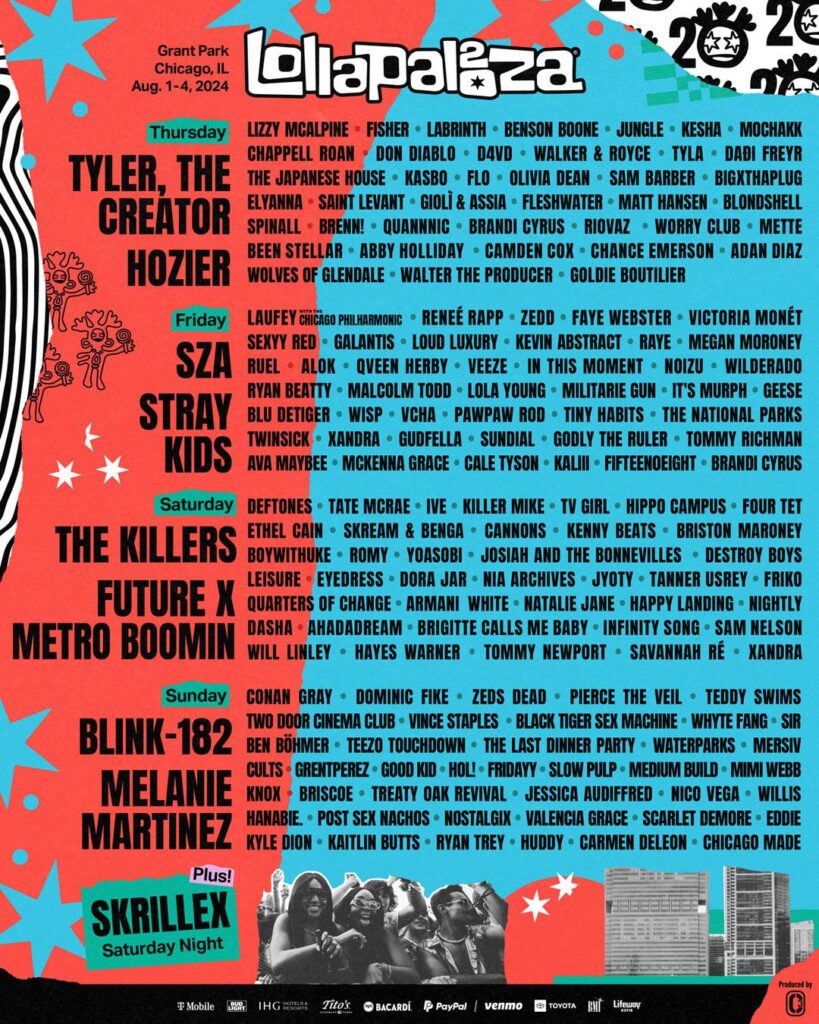 Image of 2024 Lollapalooza Lineup Poster