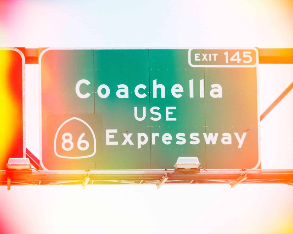 Photo of the Coachella highway exit sign.