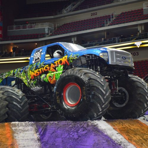 The Instigator prepares to compete in a Monster Truck competition.