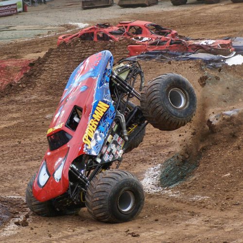 Photo of a Spider-Man branded Monster Truck.