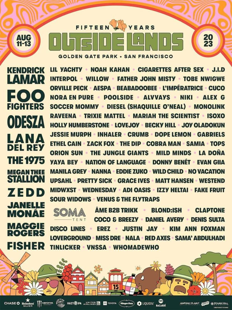 Outside Lands Festival graphic showing lineup.
