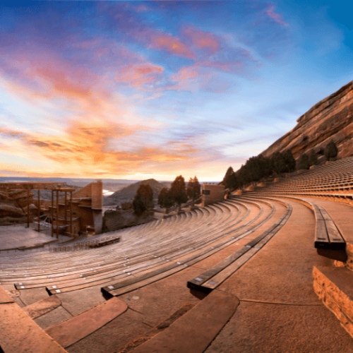 Image of Red Rocks Amphitheatre at sunset