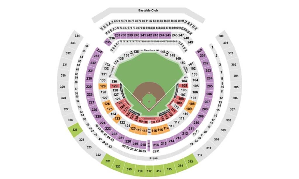 A seating chart of the Ring Central Stadium.