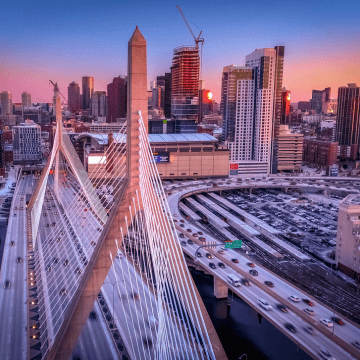 An aerial shot of Boston.