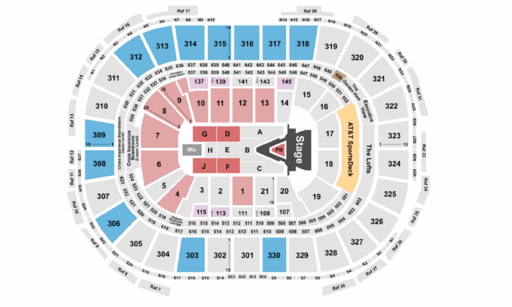 TD Garden seating chart graphic.