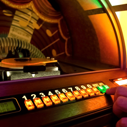 Close photo of a jukebox.