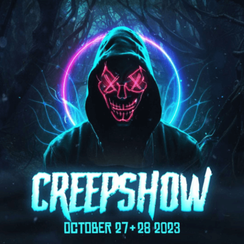 Graphic with CreepShow logo, festival dates Oct. 27 & 28.