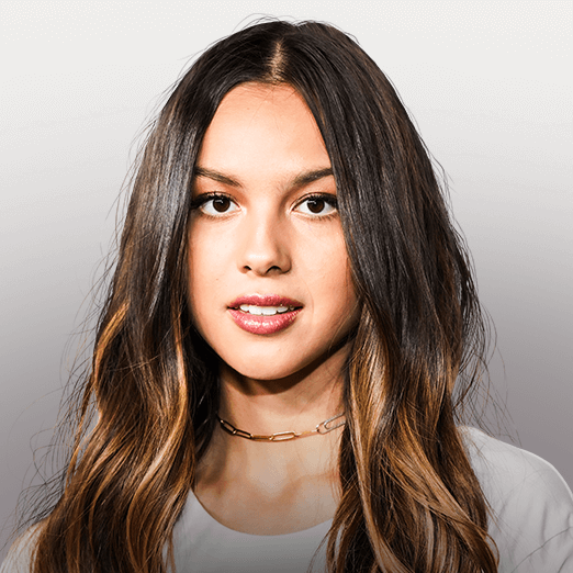 Image of Olivia Rodrigo wearing a choker necklace and white shirt