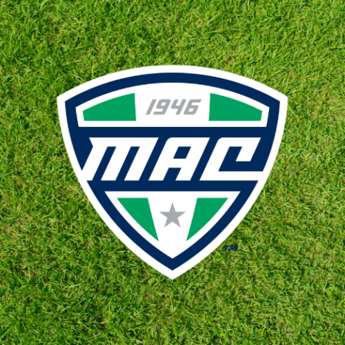 Graphic with a MAC logo over a green football field.