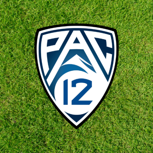Graphic with a Pac-12 logo on a grass football field.